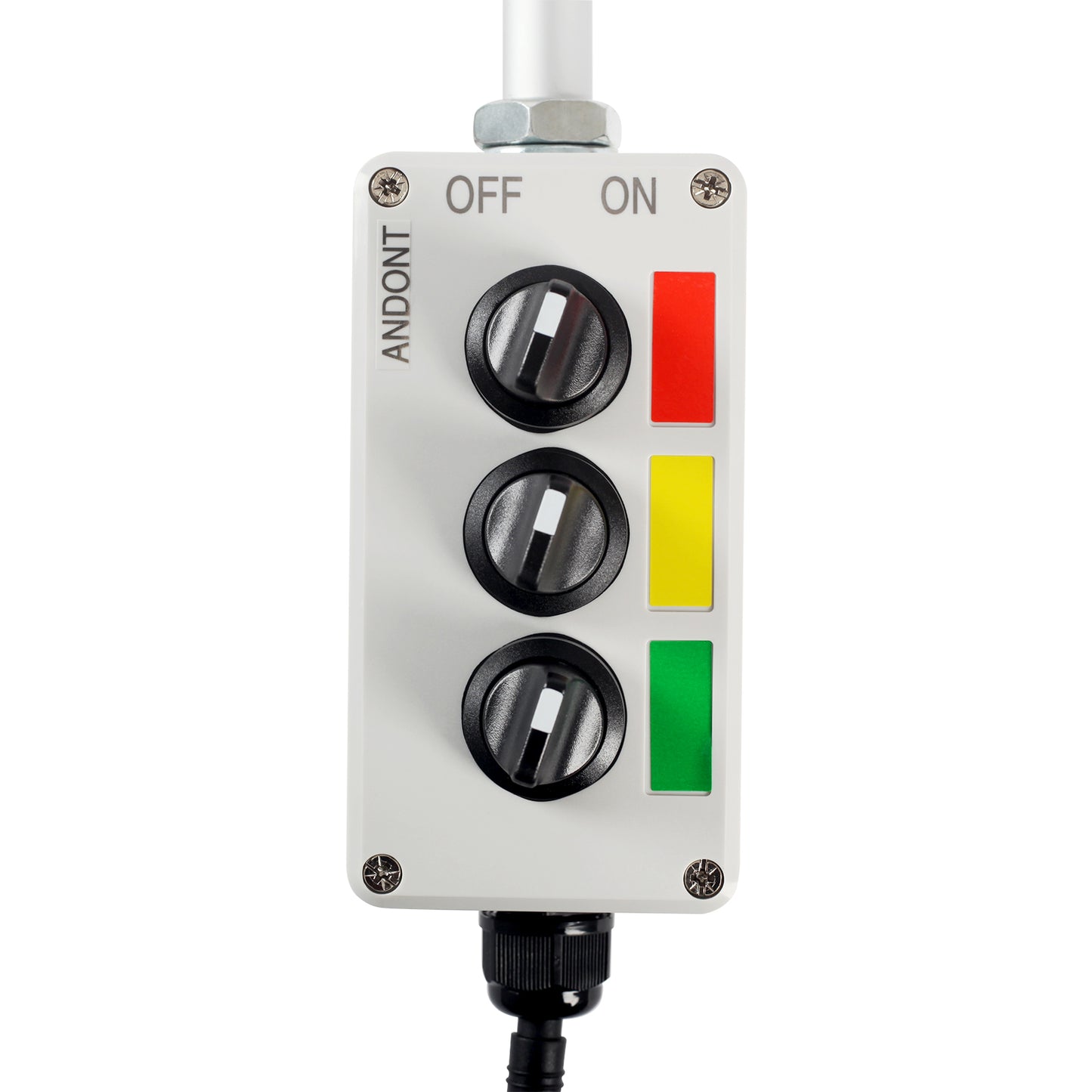 ANDONT 3 Stack Super Bright LED Andon Tower Lights with Buzzer, Red/Yellow/Green, OFF-ON or Flash, 6 ft Industrial Adapter, IP53, 2.36" Diameter 17.8" Length, Plug Play Ready