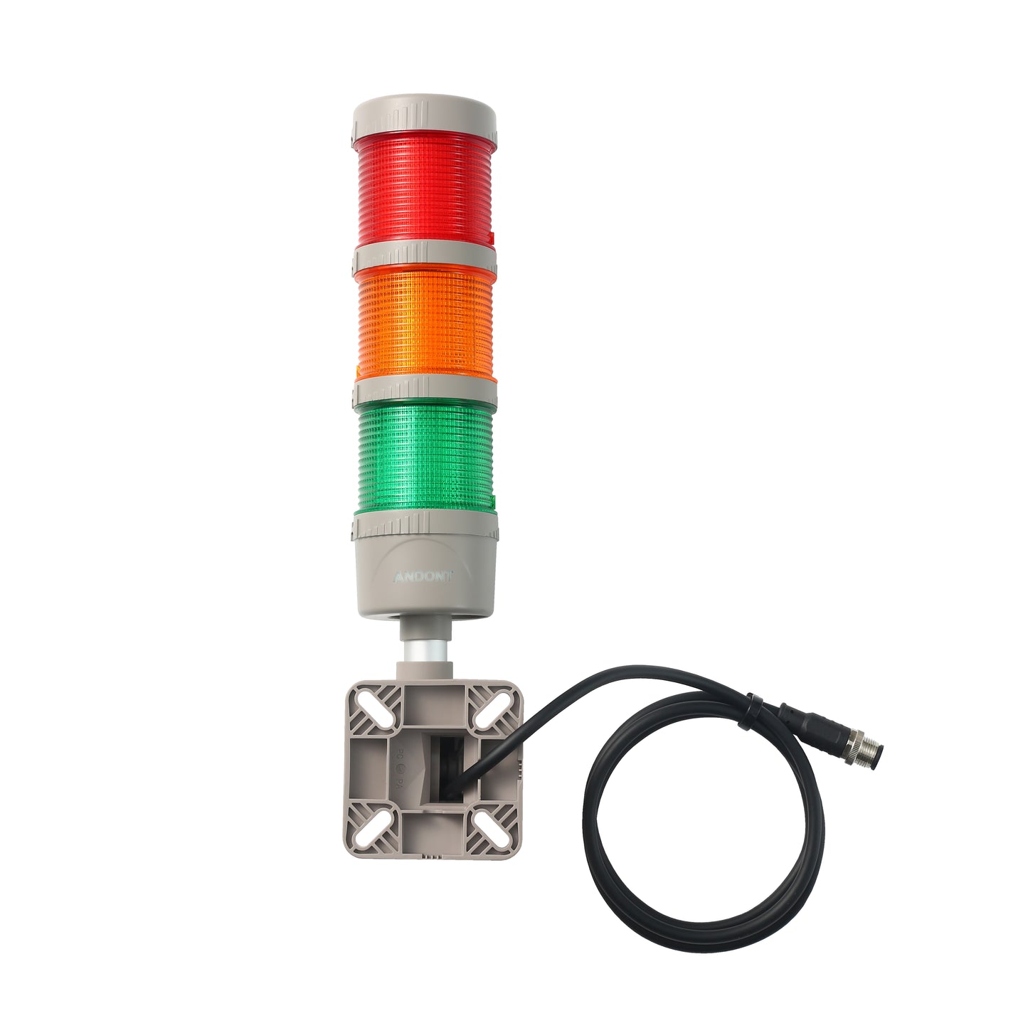 ANDONT IO-LINK 3-Stack LED Andon Tower Signal Light with Buzzer for Workstations, Industrial, 24VDC, Plug-and-Play(3 Stack)