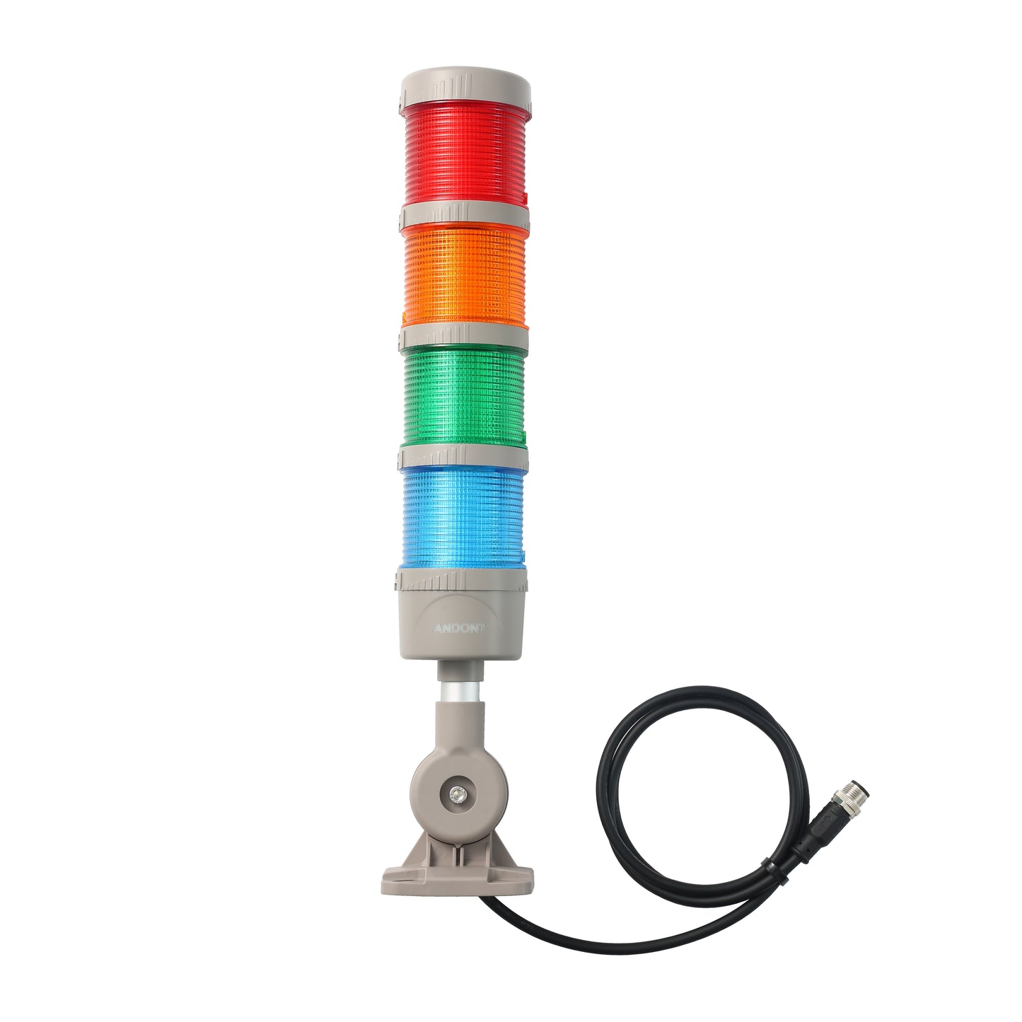ANDONT IO-LINK 4-Stack LED Andon Tower Signal Light with Buzzer for Workstations, Industrial, 24VDC, Plug-and-Play(4 Stack)