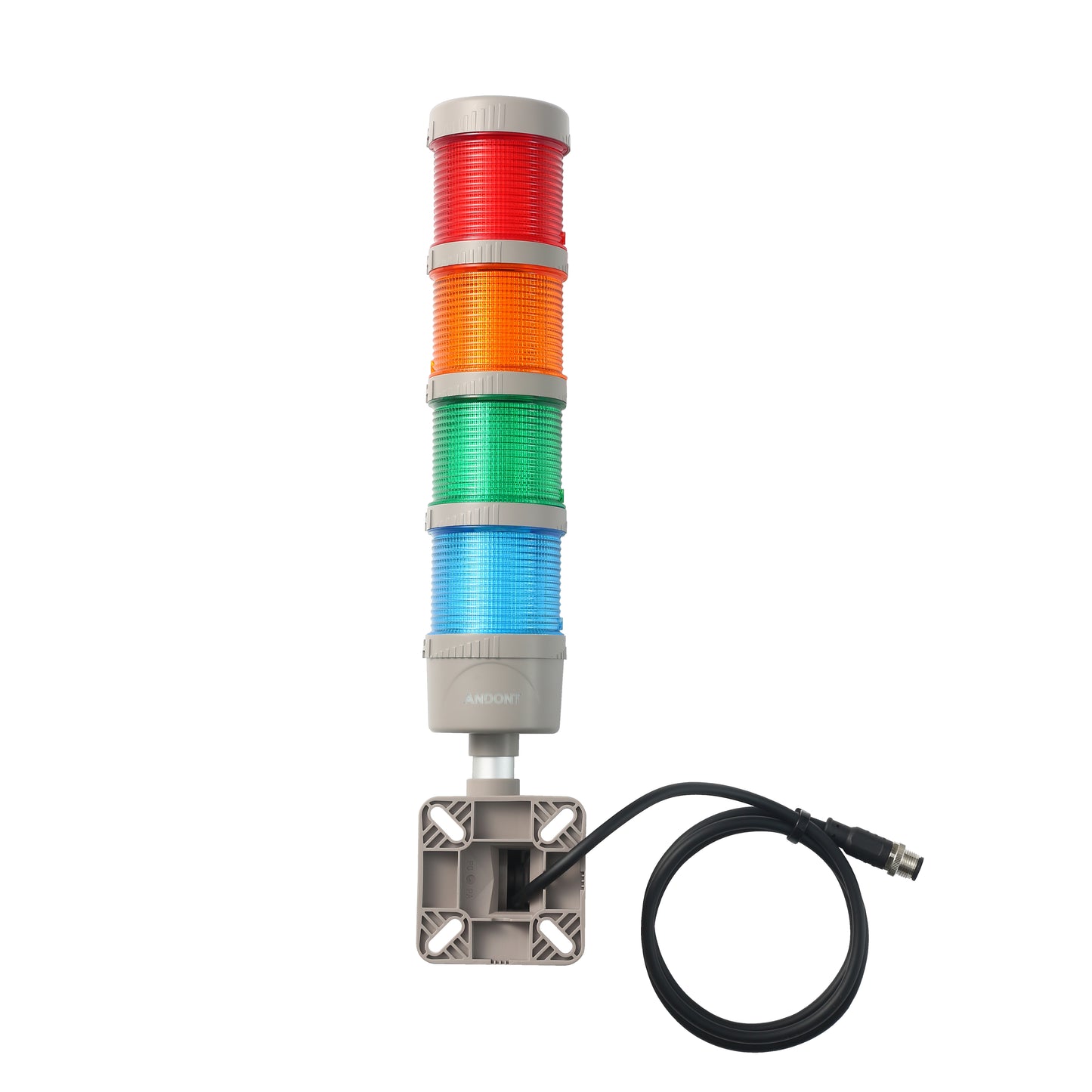 ANDONT IO-LINK 4-Stack LED Andon Tower Signal Light with Buzzer for Workstations, Industrial, 24VDC, Plug-and-Play(4 Stack)