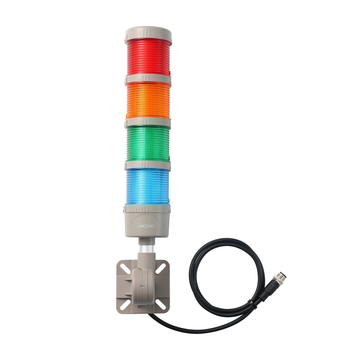 ANDONT IO-LINK 4-Stack LED Andon Tower Signal Light with Buzzer for Workstations, Industrial, 24VDC, Plug-and-Play(4 Stack)