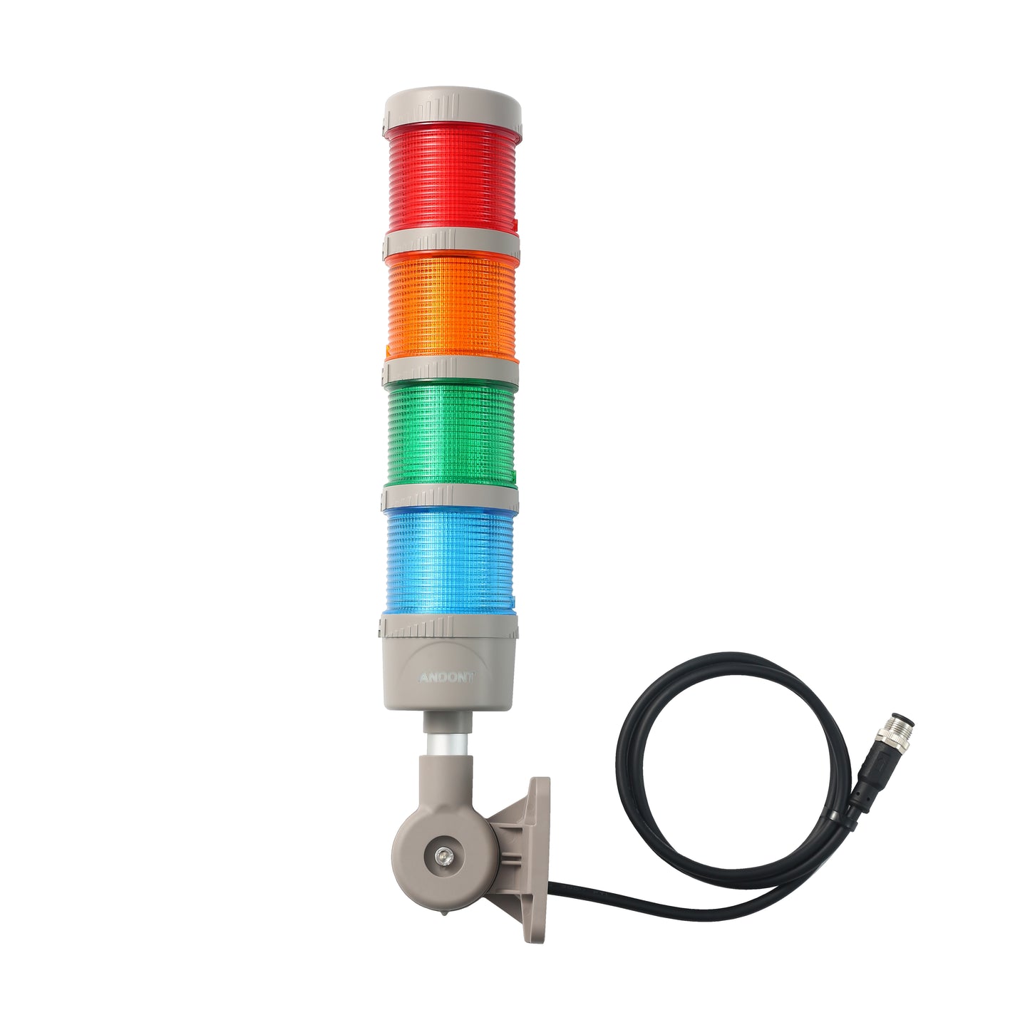 ANDONT IO-LINK 4-Stack LED Andon Tower Signal Light with Buzzer for Workstations, Industrial, 24VDC, Plug-and-Play(4 Stack)