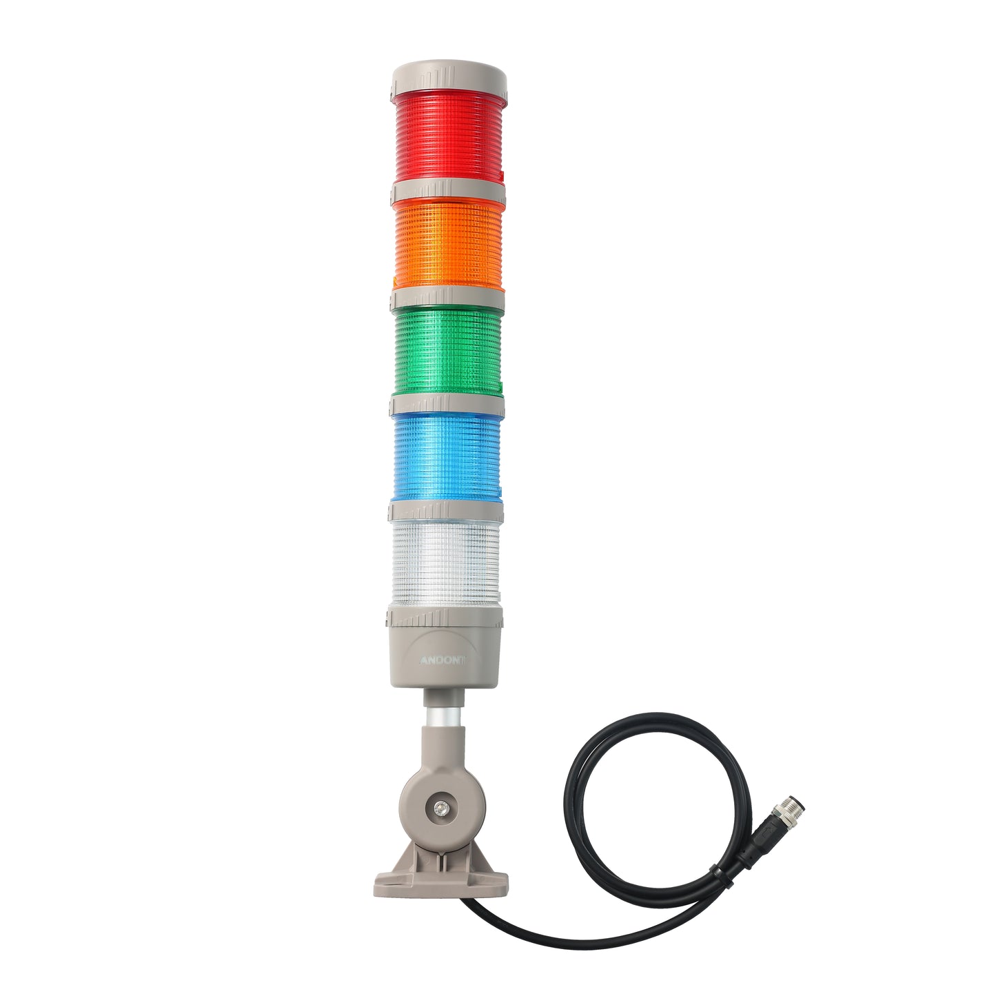 ANDONT IO-LINK 5-Stack LED Andon Tower Signal Light with Buzzer for Workstations, Industrial, 24VDC, Plug-and-Play(5 Stack)