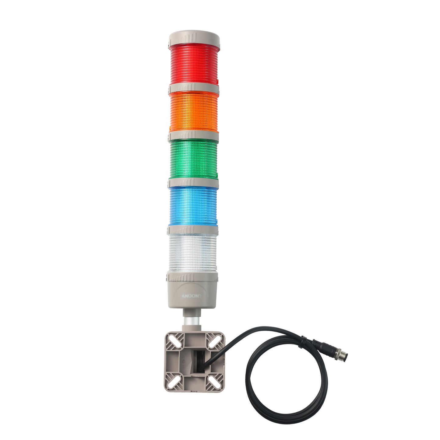 ANDONT IO-LINK 5-Stack LED Andon Tower Signal Light with Buzzer for Workstations, Industrial, 24VDC, Plug-and-Play(5 Stack)