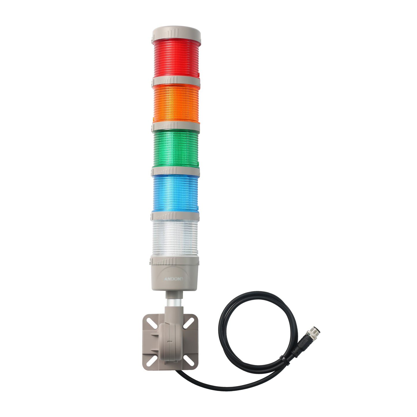 ANDONT IO-LINK 5-Stack LED Andon Tower Signal Light with Buzzer for Workstations, Industrial, 24VDC, Plug-and-Play(5 Stack)
