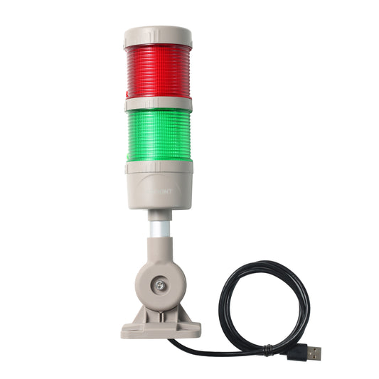 ANDONT USB 2-Stack LED Andon Tower Signal Light with Buzzer for Workstations, Industrial, 5VDC, Plug-and-Play(2 Stack))