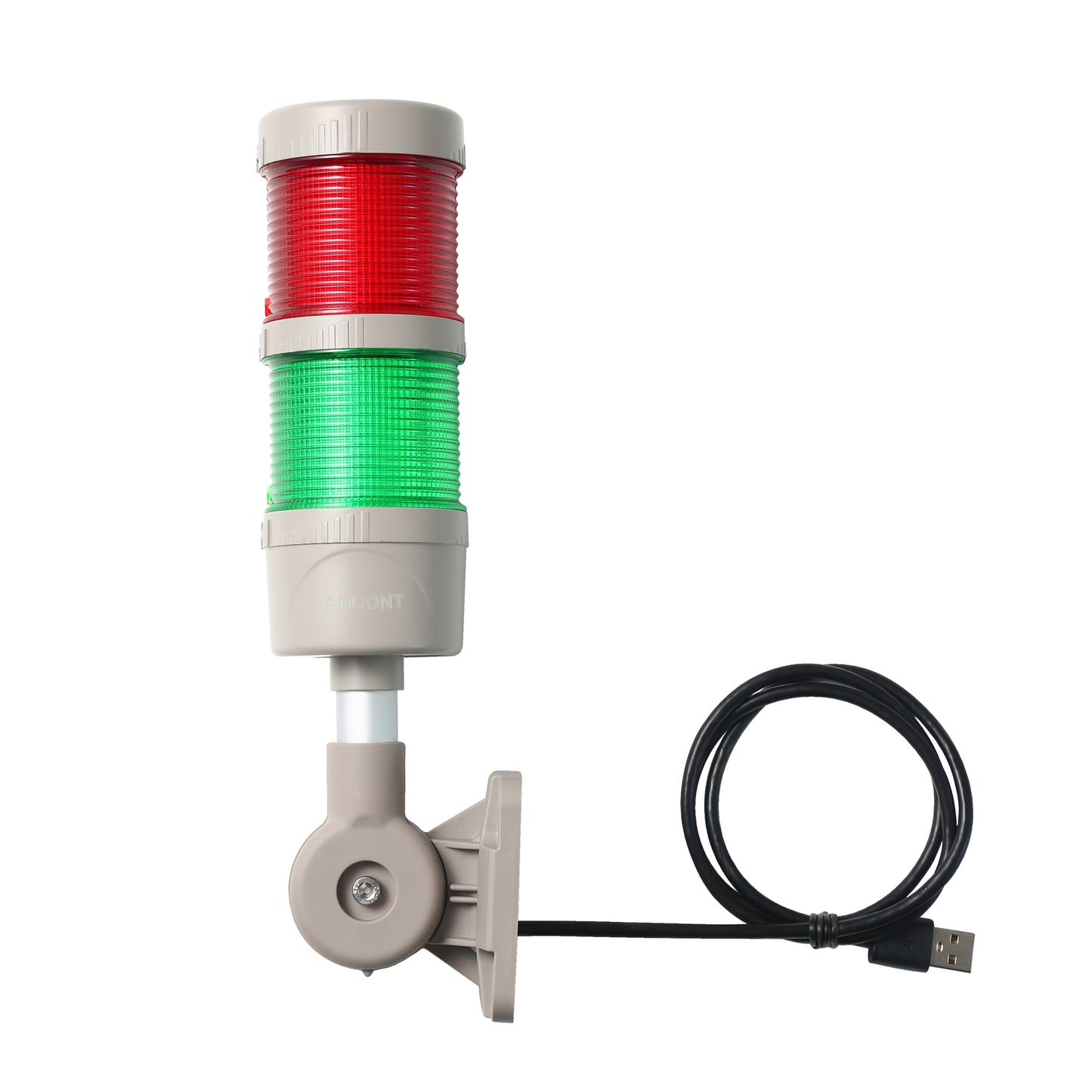ANDONT USB 2-Stack LED Andon Tower Signal Light with Buzzer for Workstations, Industrial, 5VDC, Plug-and-Play(2 Stack))
