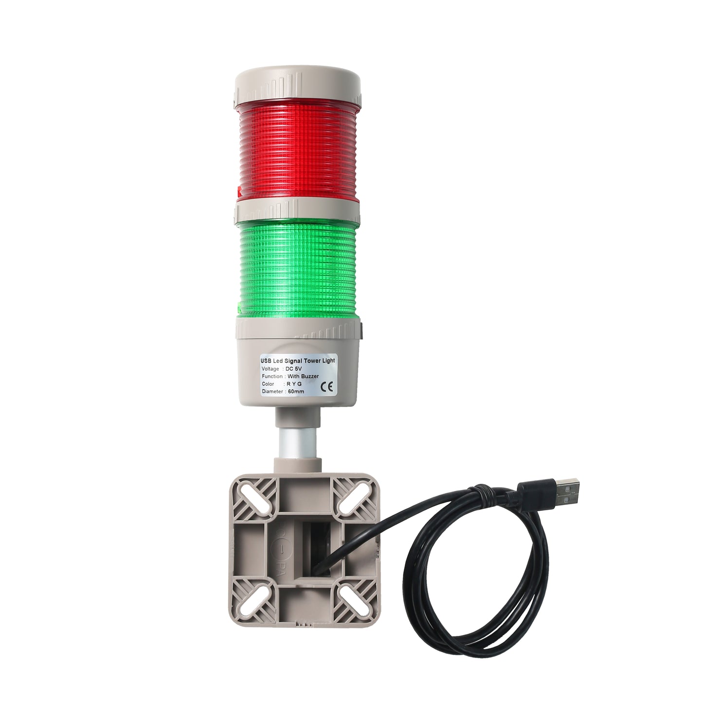 ANDONT USB 2-Stack LED Andon Tower Signal Light with Buzzer for Workstations, Industrial, 5VDC, Plug-and-Play(2 Stack))