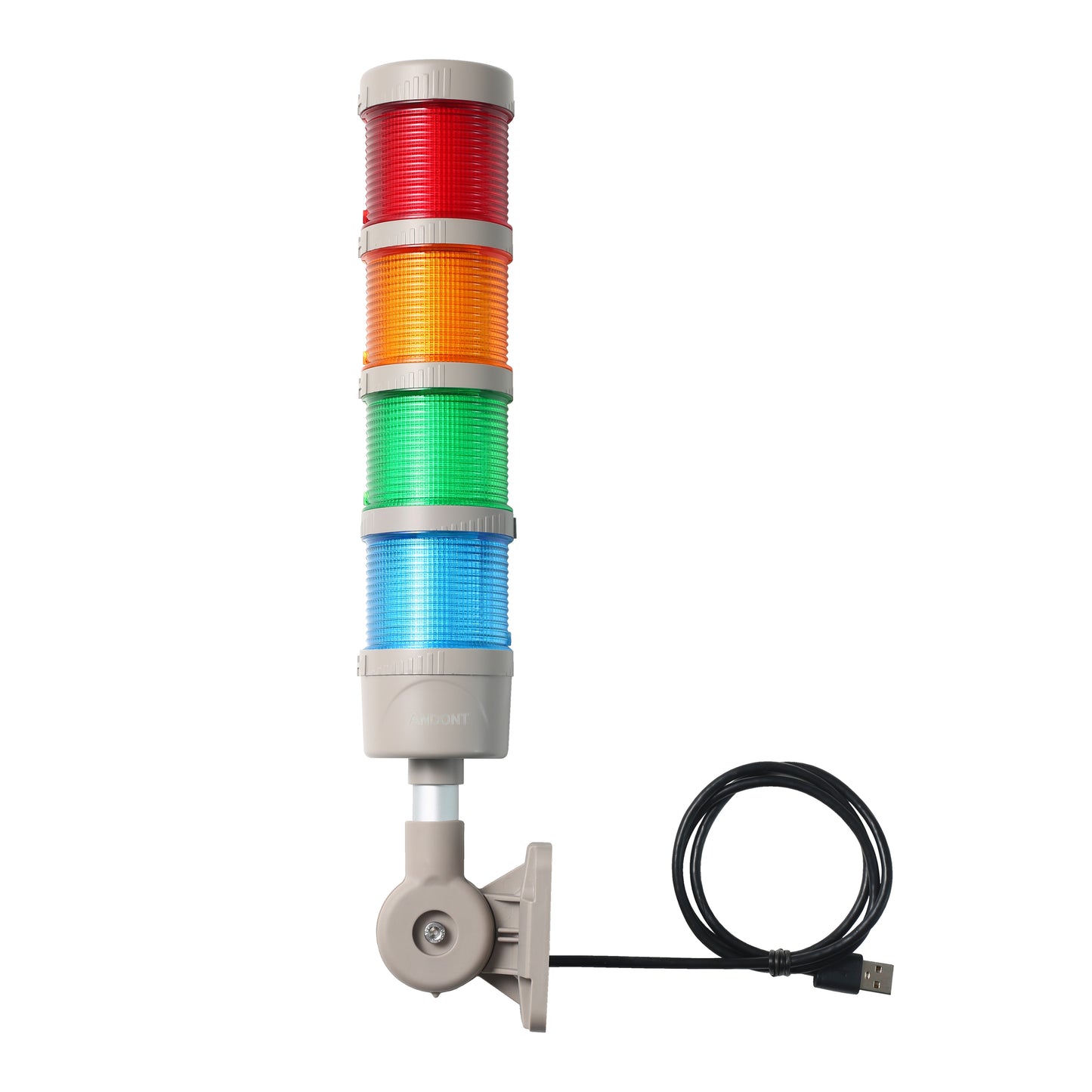 ANDONT USB 4-Stack LED Andon Tower Signal Light with Buzzer for Workstations, Industrial, 5VDC, Plug-and-Play(4 Stack)