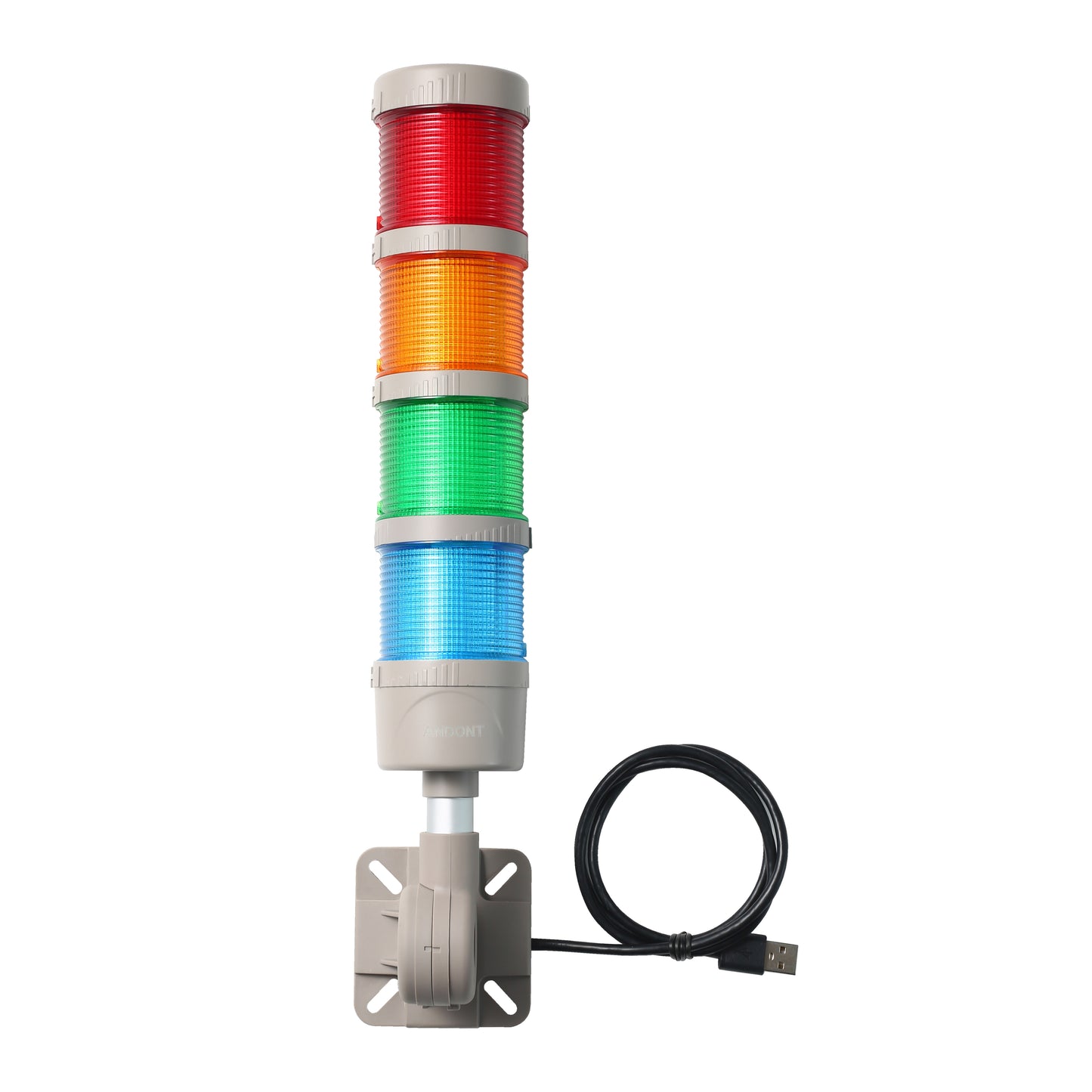 ANDONT USB 4-Stack LED Andon Tower Signal Light with Buzzer for Workstations, Industrial, 5VDC, Plug-and-Play(4 Stack)