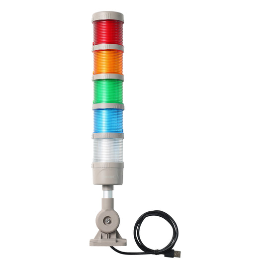 ANDONT USB 5-Stack LED Andon Tower Signal Light with Buzzer for Workstations, Industrial, 5VDC, Plug-and-Play(5 Stack)