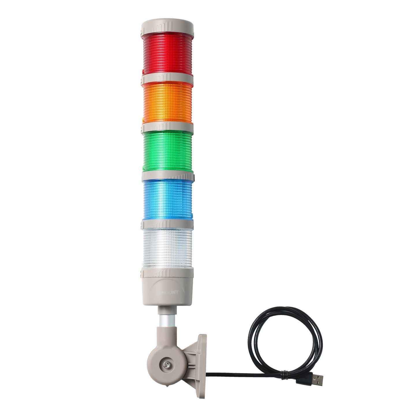 ANDONT USB 5-Stack LED Andon Tower Signal Light with Buzzer for Workstations, Industrial, 5VDC, Plug-and-Play(5 Stack)
