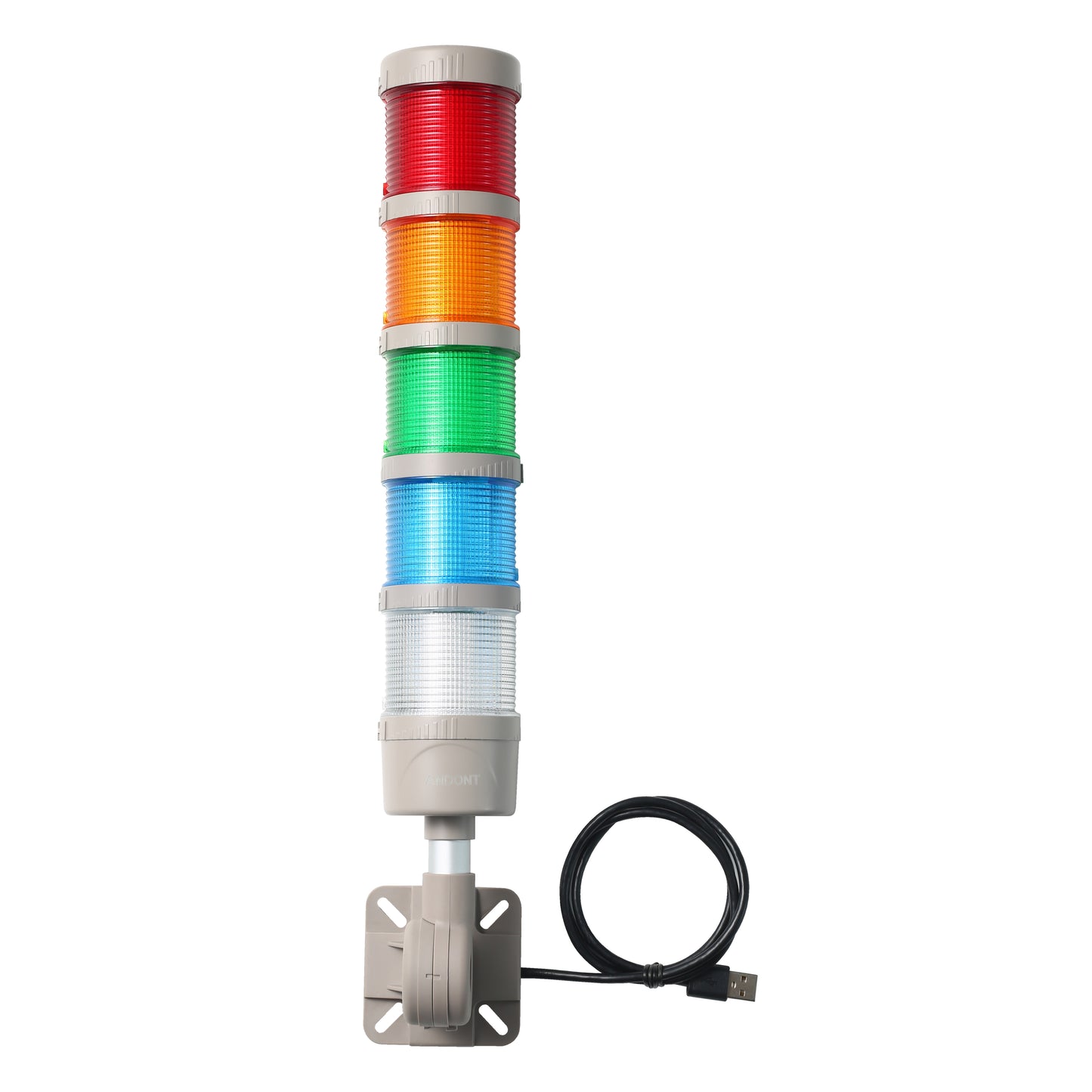 ANDONT USB 5-Stack LED Andon Tower Signal Light with Buzzer for Workstations, Industrial, 5VDC, Plug-and-Play(5 Stack)