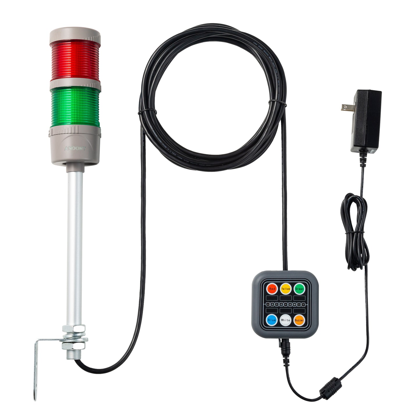 ANDONT 2-Stack LED Andon Tower Signal Light, Red/Green, On/Off, 16 ft Extension Cord, Plug-and-Play
