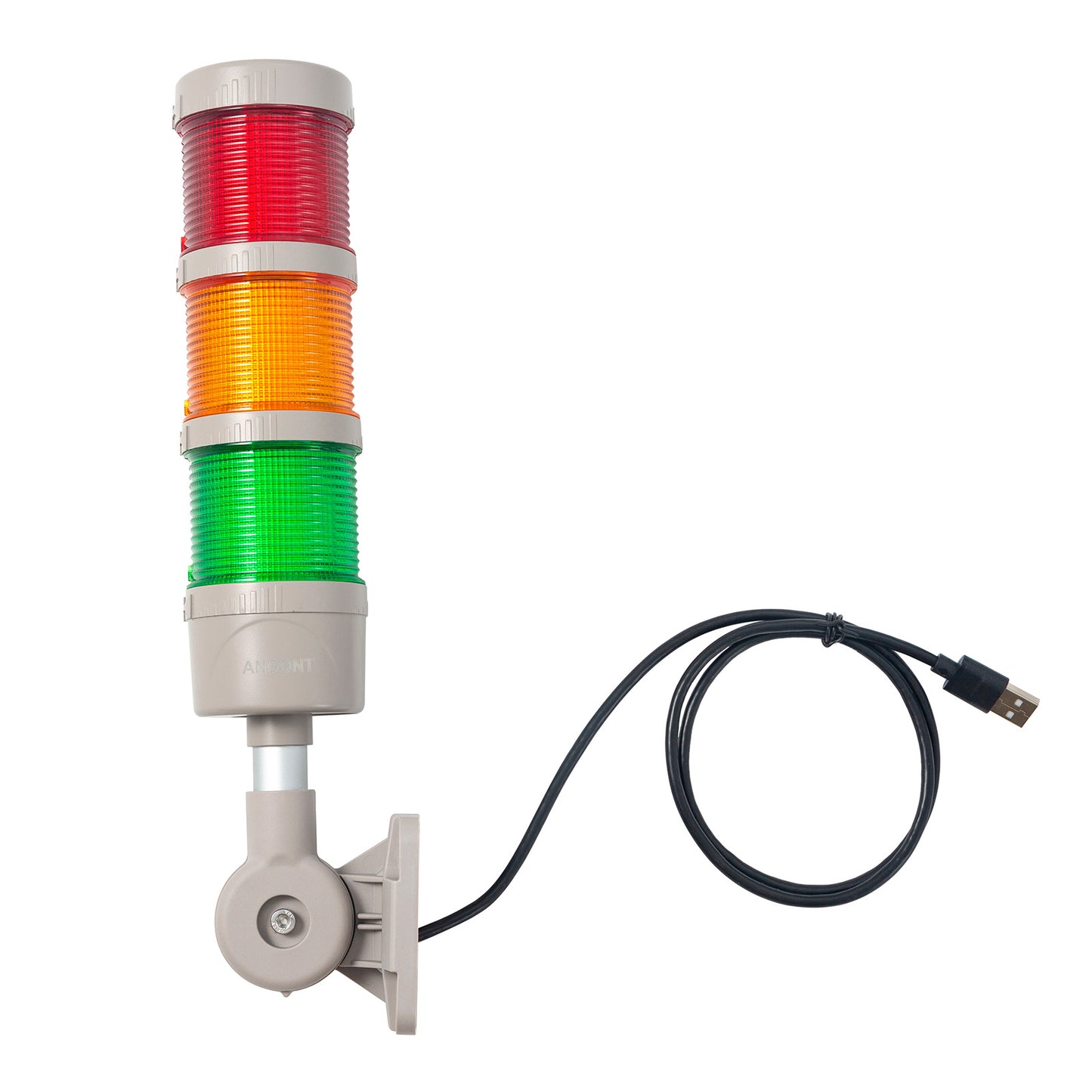 ANDONT USB 3-Stack LED Andon Tower Signal Light with Buzzer for Workstations, Industrial, 5VDC, Plug-and-Play(3 Stack)