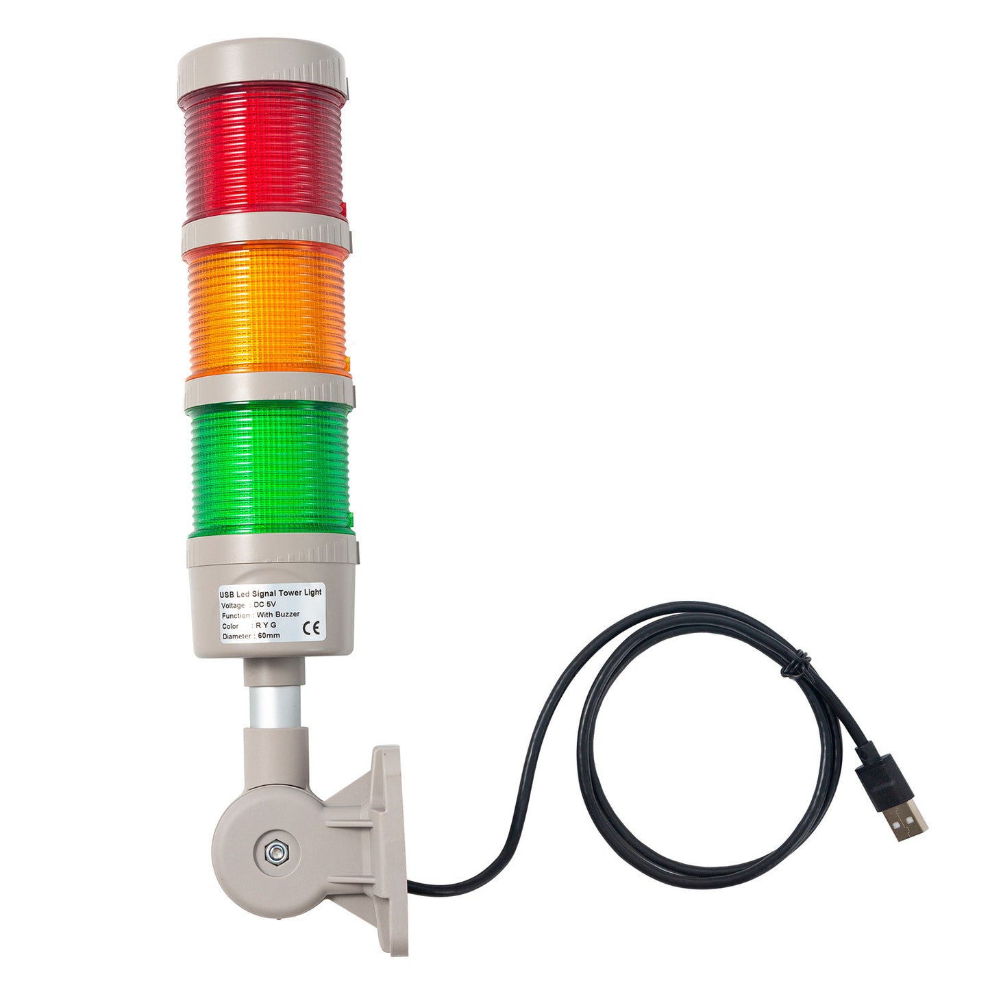 ANDONT USB 3-Stack LED Andon Tower Signal Light with Buzzer for Workstations, Industrial, 5VDC, Plug-and-Play(3 Stack)