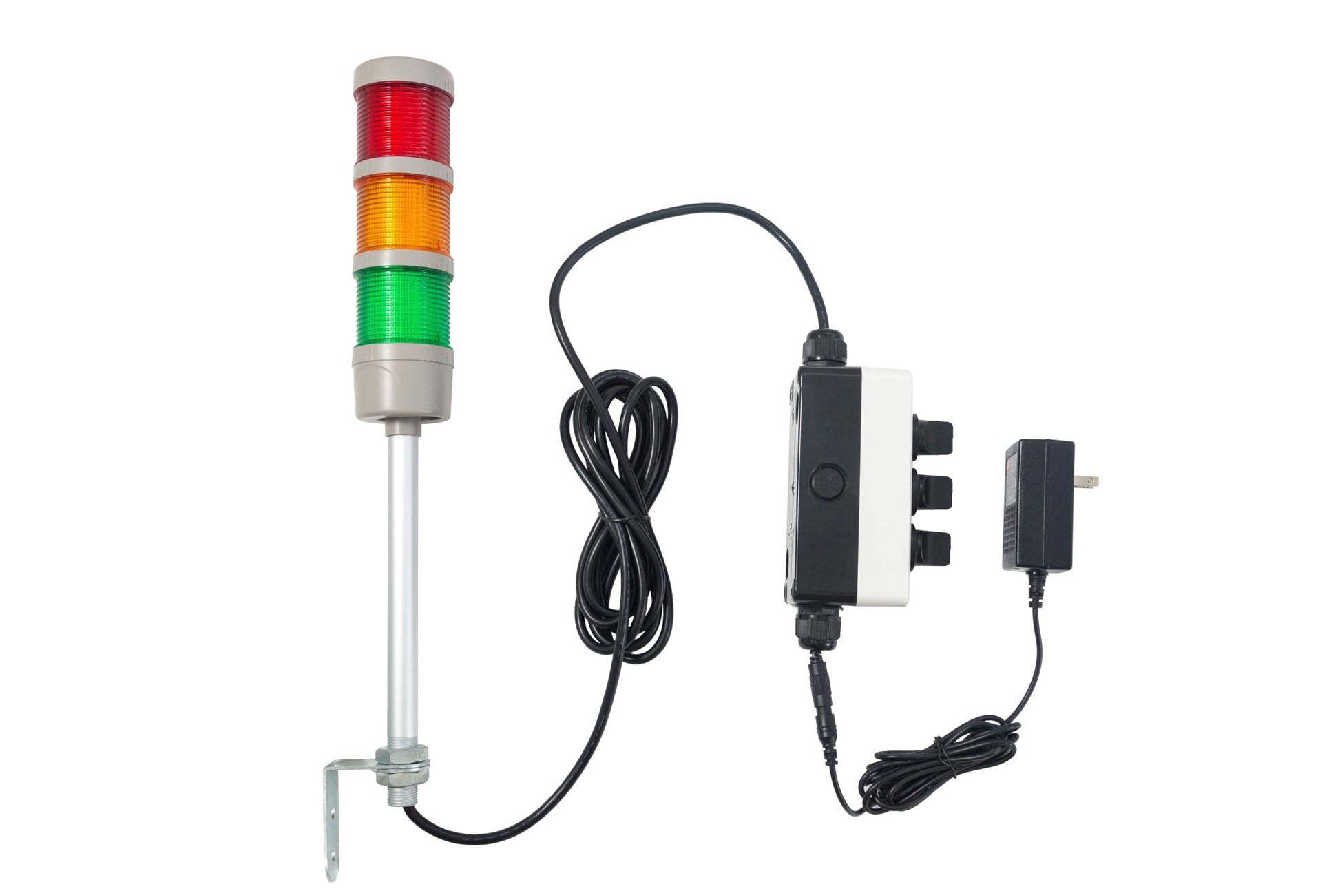 ANDONT 3 Stack Super Bright LED Andon Tower Lights, Red/Yellow/Green, ON - Off - Flash, 16 ft Extension Cord, 6 ft Industrial Adapter, IP65, 2.36" Diameter 17.8" Length, Plug Play Ready - ANDONT