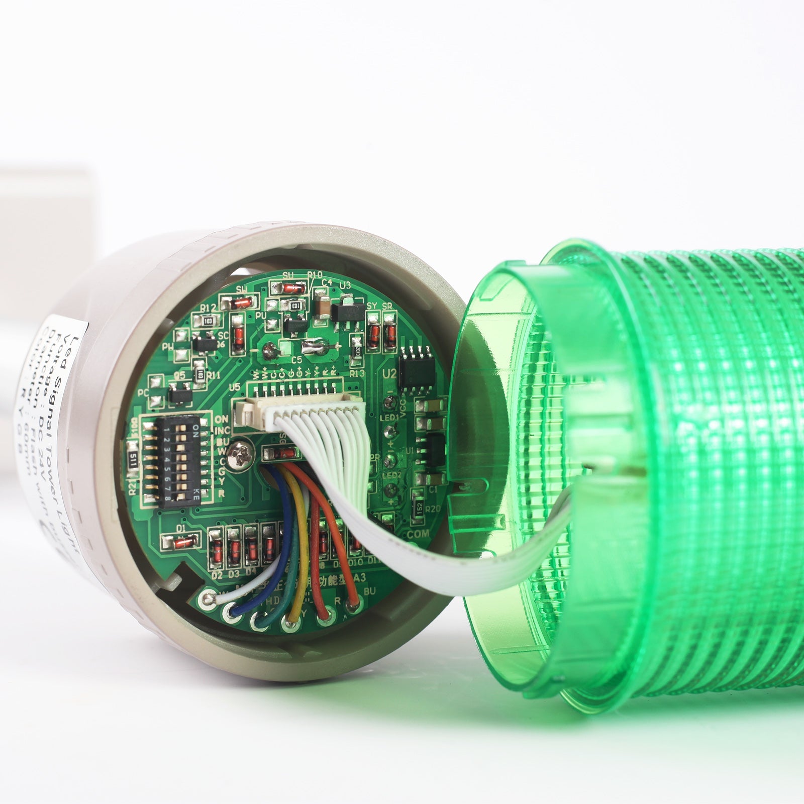 ANDONT 3 Stack Super Bright LED Andon Tower Lights with Buzzer, Red/Yellow/Green, OFF - ON or Flash, 6 ft Industrial Adapter, IP53, 2.36" Diameter 17.8" Length, Plug Play Ready - ANDONT