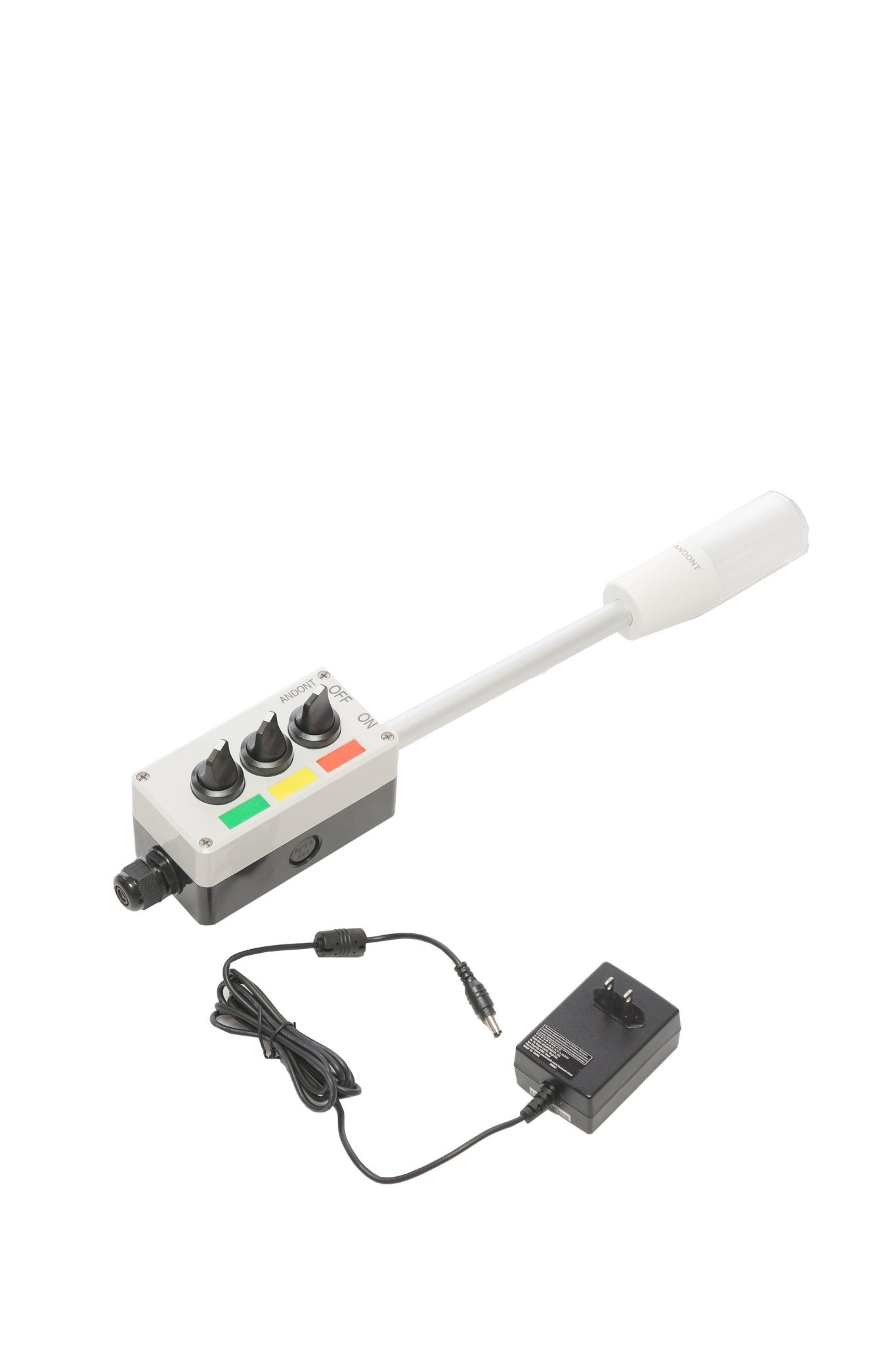 ANDONT 3 Stack Super Bright LED Andon Tower Lights with Buzzer, Red/Yellow/Green, OFF - ON or Flash,16 ft Extension Cord, 6 ft Industrial Adapter, IP53, Plug Play Ready - ANDONT