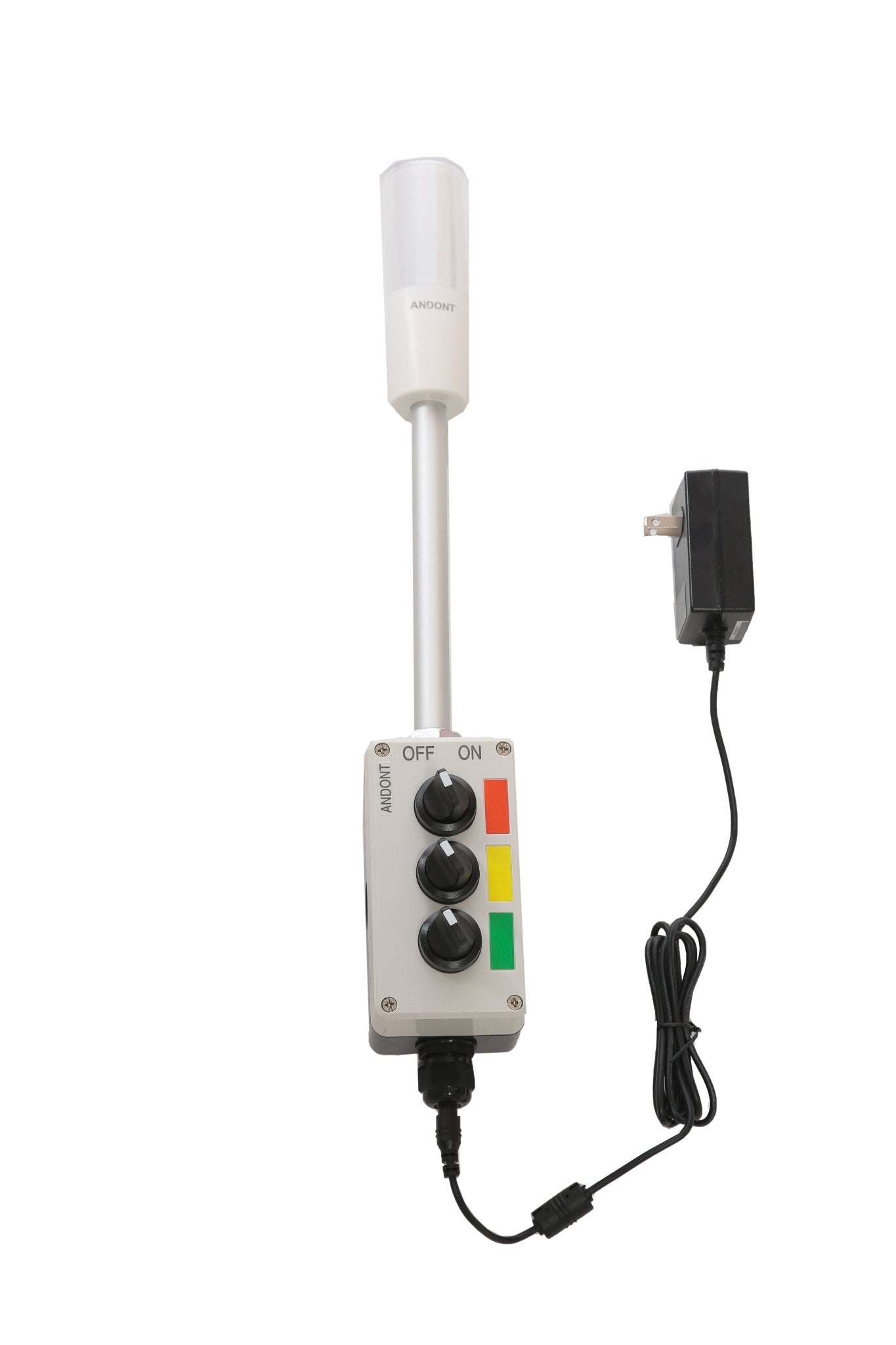 ANDONT 3 Stack Super Bright LED Andon Tower Lights with Buzzer, Red/Yellow/Green, OFF - ON or Flash,16 ft Extension Cord, 6 ft Industrial Adapter, IP53, Plug Play Ready - ANDONT