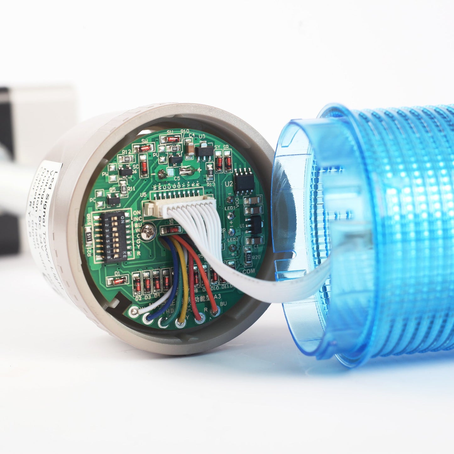 ANDONT 4 Stack Super Bright LED Andon Tower Lights with Buzzer, Red/Yellow/Green/Blue, OFF - ON or Flash, 6 ft Industrial Adapter, IP53, 2.36" Diameter 20" Length, Plug Play Ready - ANDONT