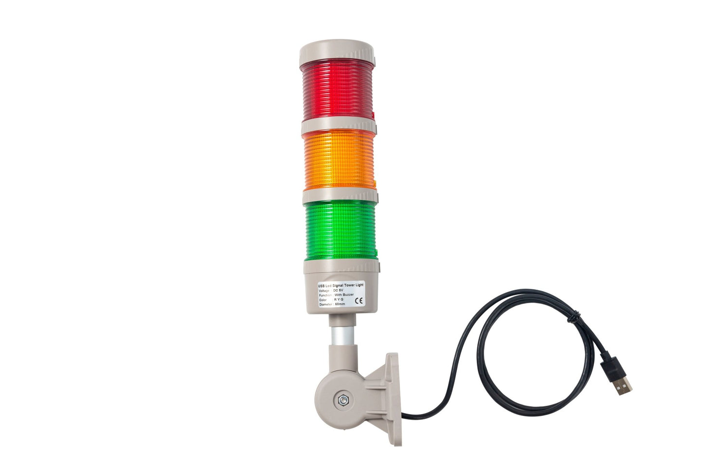 ANDONT USB Stack LED Andon Tower Lights with Buzzer, Industrial Warning Lights, IP53, Column Tower Lights(5VDC, 3 Layer, with Buzzer) - ANDONT