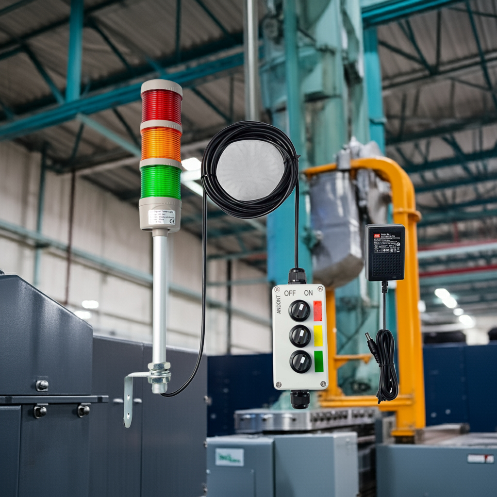 ANDONT 3 Stack Super Bright LED Andon Tower Lights, Red/Yellow/Green, Plug Play Ready