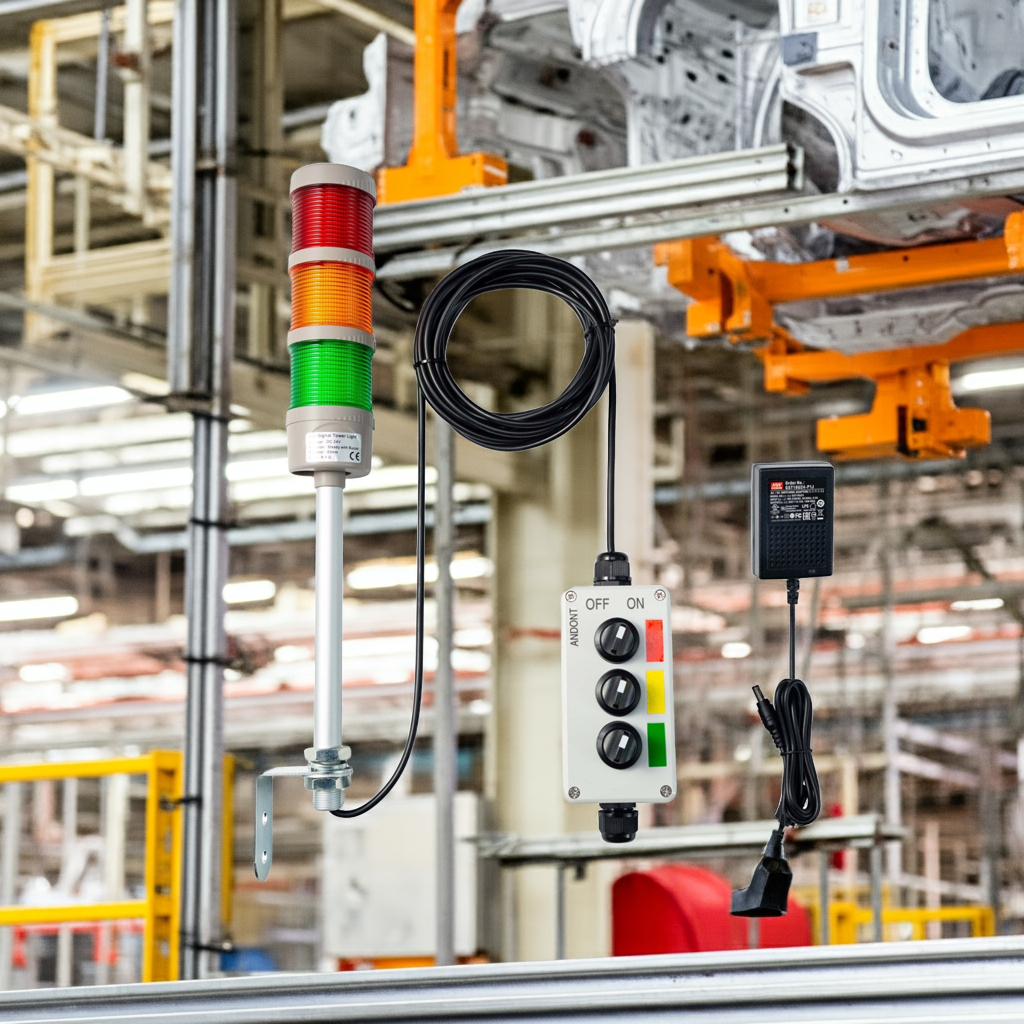 ANDONT 3 Stack Super Bright LED Andon Tower Lights, Red/Yellow/Green, Plug Play Ready