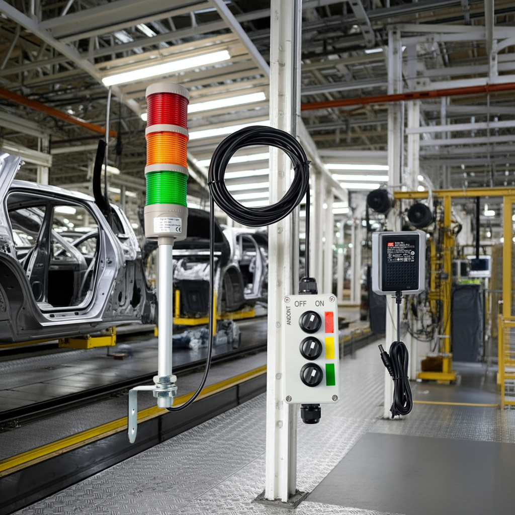 ANDONT 3 Stack Super Bright LED Andon Tower Lights, Red/Yellow/Green, Plug Play Ready